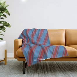 [ Thumbnail: Blue & Brown Colored Striped Pattern Throw Blanket ]