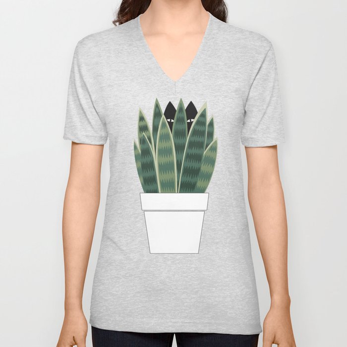 Cat and Plant 22: Sneak Plant V Neck T Shirt