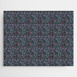 Boho Aesthetic Flowers In Aqua And Pink Abstract Vintage Floral Pattern  Jigsaw Puzzle