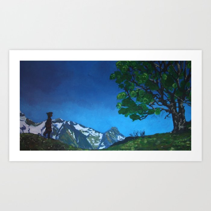CHILD IN THE MOUNTAIN Art Print | Painting, Landscape