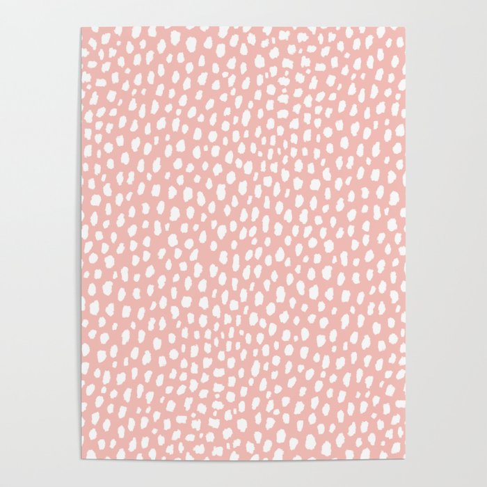 Pink Polka Dot Spots (white/pink) Poster