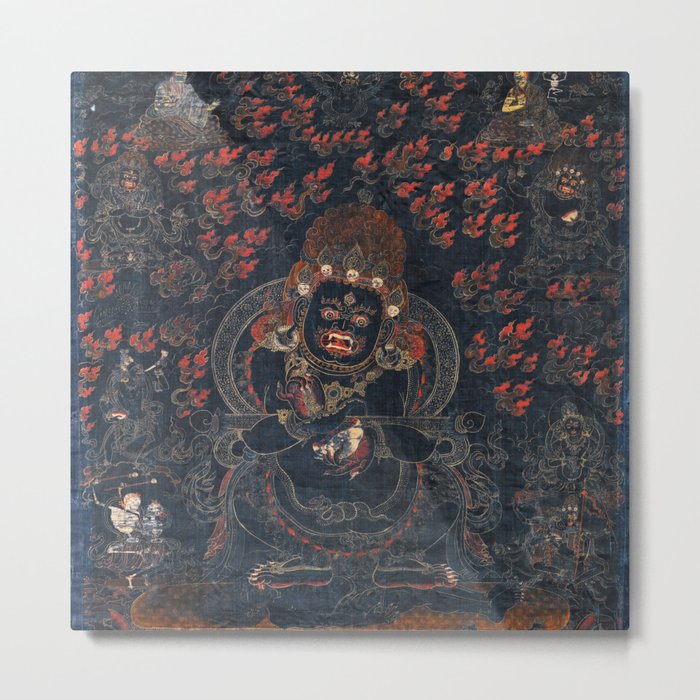 Mahakala Protector Tibetan Buddhist Thangka Metal Print