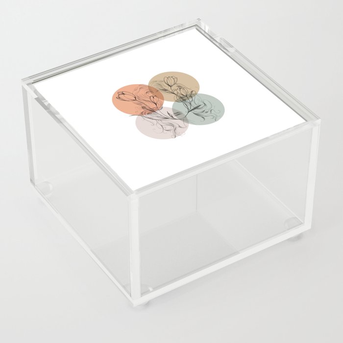 contemporary neutral color flowers with hairs design Acrylic Box