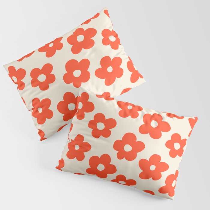 Retro 60s 70s Flower Pattern #pattern #vintage #poppy Pillow Sham