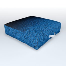 Reboot III BLUE Computer Circuit Board Pattern Outdoor Floor Cushion