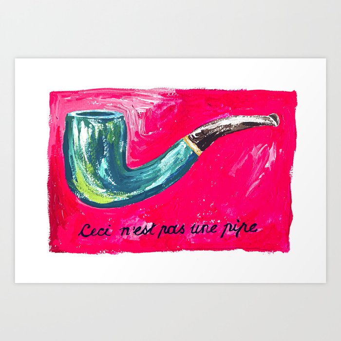 This is Not a Magritte: Pipe Pink and Green Surrealist Painting Art Print