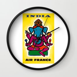 1950 INDIA Air France Ganesha Airline Poster Wall Clock