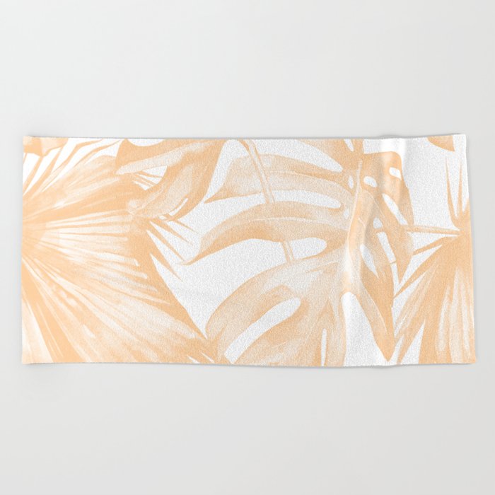 Island Vacation Hibiscus Palm Coral Beach Towel