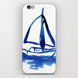 Sailboat in Blue Ink (Third in Set of Three) iPhone Skin