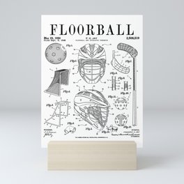 Floorball Player Stick Goalie Sport Vintage Patent Print Mini Art Print