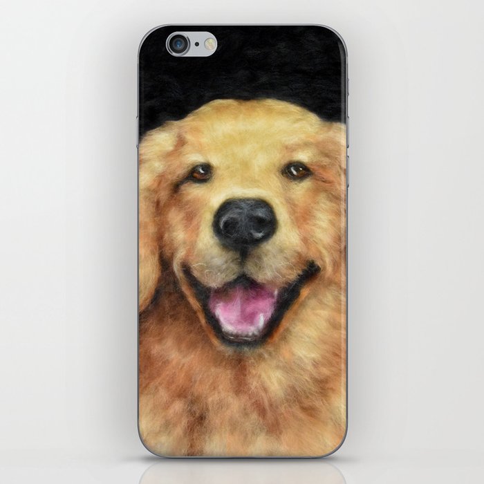 Golden retriever dog wool portrait print iPhone Skin