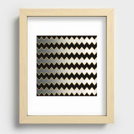 Silver Black Gold Modern Zig-Zag Line Collection Recessed Framed Print