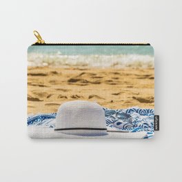 Travel Photography, White Beach Hat And Sunglasses, Summer Vacation, Holiday Time, Beauty Accessory Carry-All Pouch