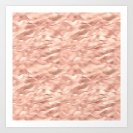 Glam Rose Gold Metallic Waves Texture Art Print