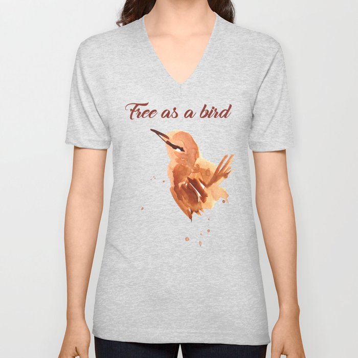 skech of bird V Neck T Shirt