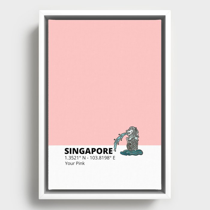 Singapore Your Pink Framed Canvas