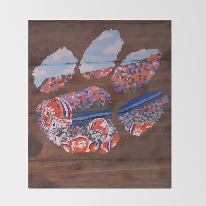 Clemson Tiger Paw Throw Blanket