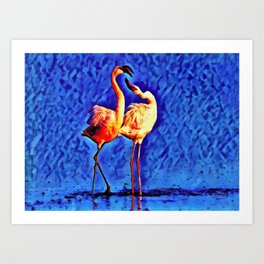 Couple Flamingo Art Print