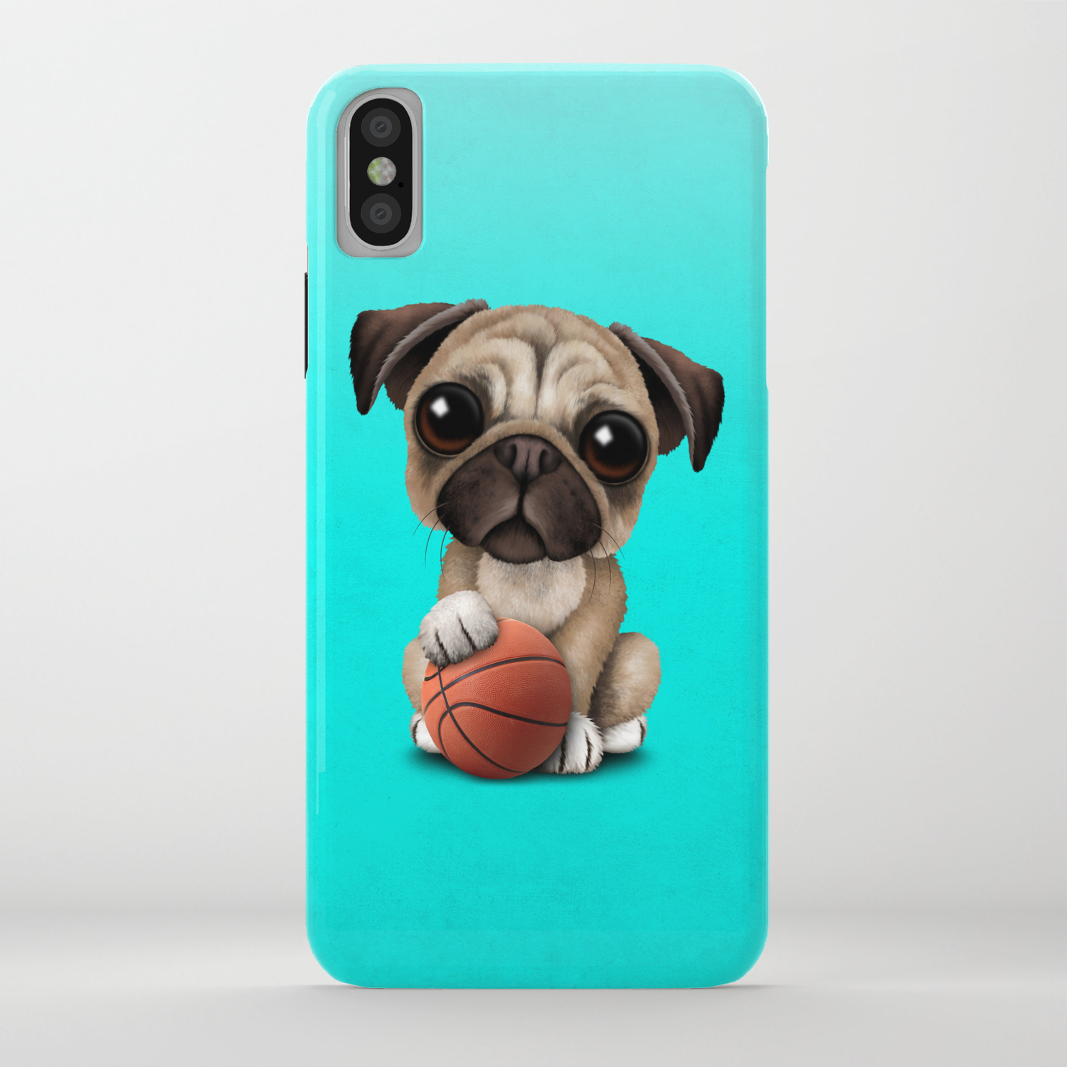 Cute Pug Puppy Dog Playing With Basketball Iphone Case By
