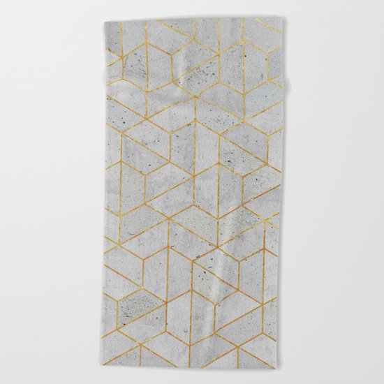 Concrete Hexagonal Pattern Beach Towel
