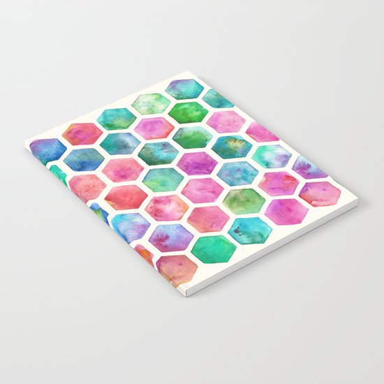 Hand Painted Watercolor Honeycomb Pattern Notebook