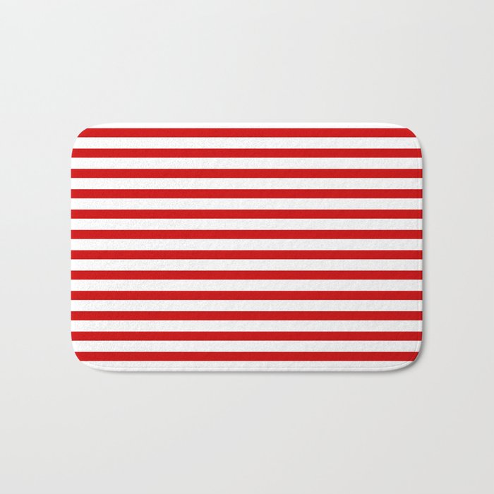 Red And White Stripes Bath Mat By Mylifeisacartoon Society6
