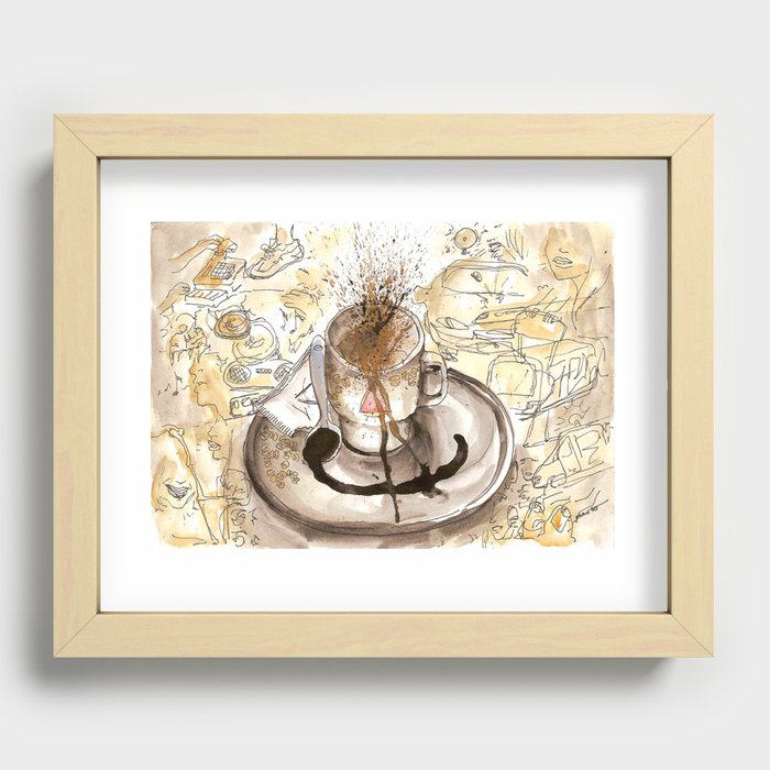 Noisy coffee cup Recessed Framed Print