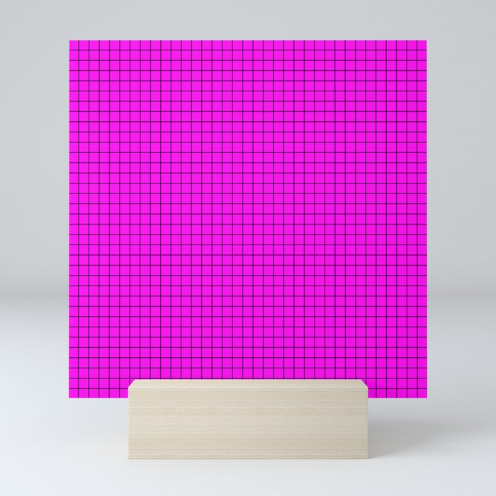 Pink Grid Black Line Mini Art Print