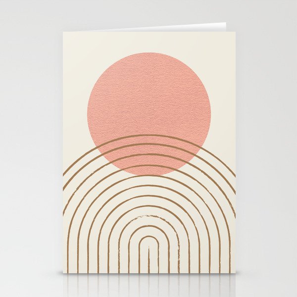Pink Sun Mid-Century Full Stationery Cards