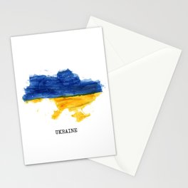 Blue and Yellow Digital Watercolor Stripe Urkaine 100% Commission Donated To IRC Read Bio Stationery Card