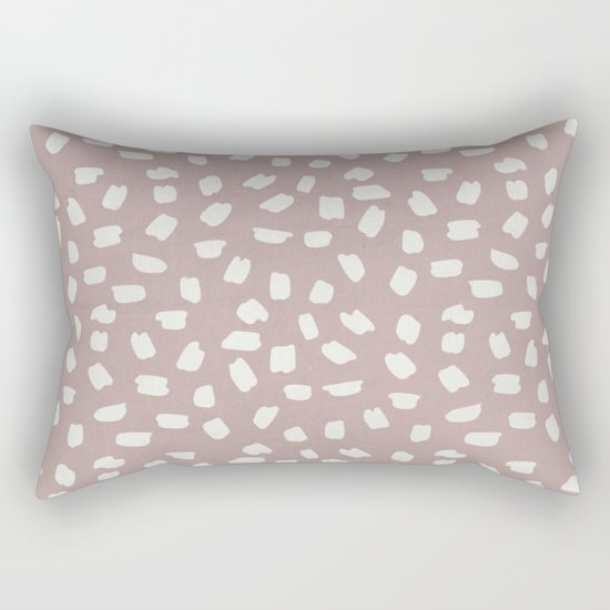 Simply Ink Splotch Lunar Gray on Clay Pink Rectangular Pillow