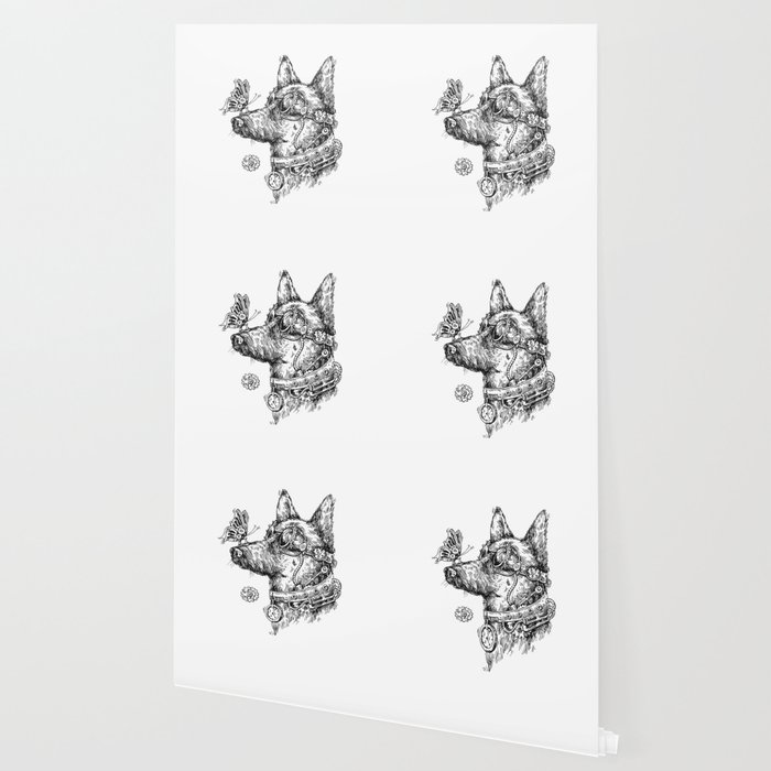 Steampunk Dog T Shirt Butterfly On Nose German Shepherd Wallpaper By Paulaatwell Society6