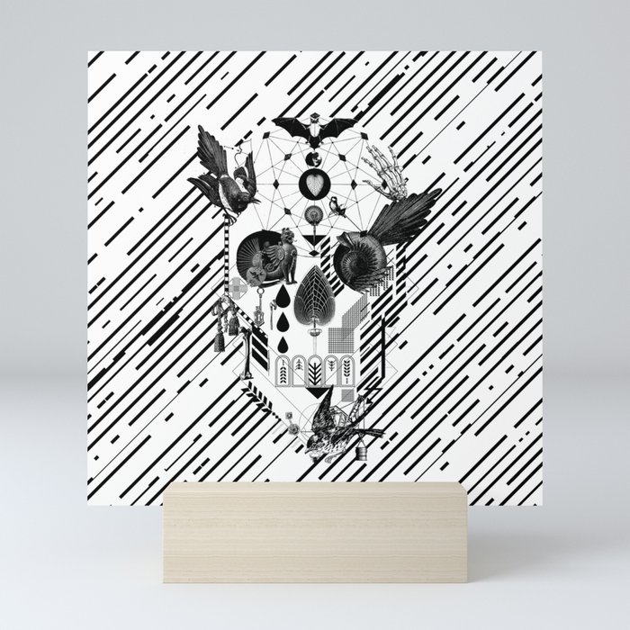 Abstract Skull B&W Mini Art Print