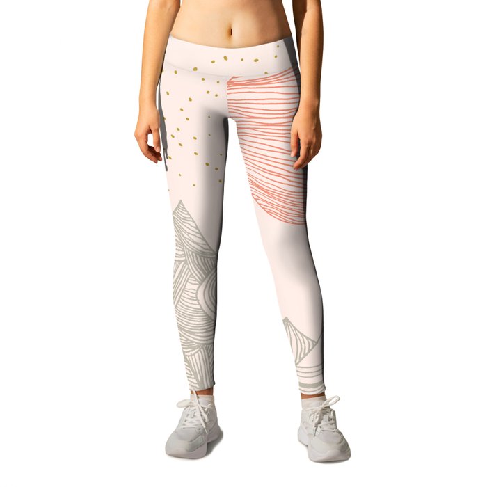 Mountains, Stars and Super Moon - Blush Leggings