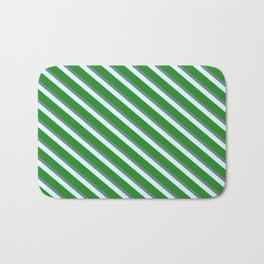 [ Thumbnail: Slate Gray, Light Cyan, and Forest Green Colored Striped/Lined Pattern Bath Mat ]