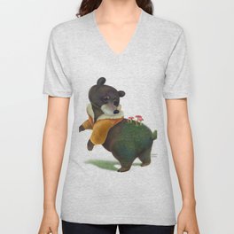 Jacob the bear with mushrooms V Neck T Shirt