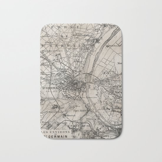 Vintage Paris old retro map Bath Mat