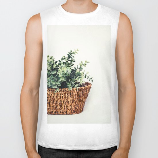 Plant On White Biker Tank