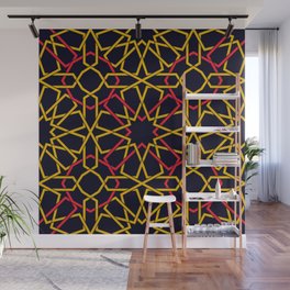 Red & Yellow Color Arab Square Pattern Wall Mural