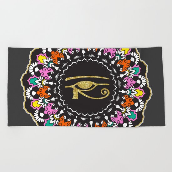 Eye of Horus Mandala Beach Towel