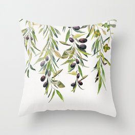 Olive Branch Watercolor  Throw Pillow