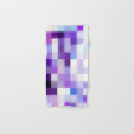 geometric pixel square pattern abstract background in purple blue Hand & Bath Towel