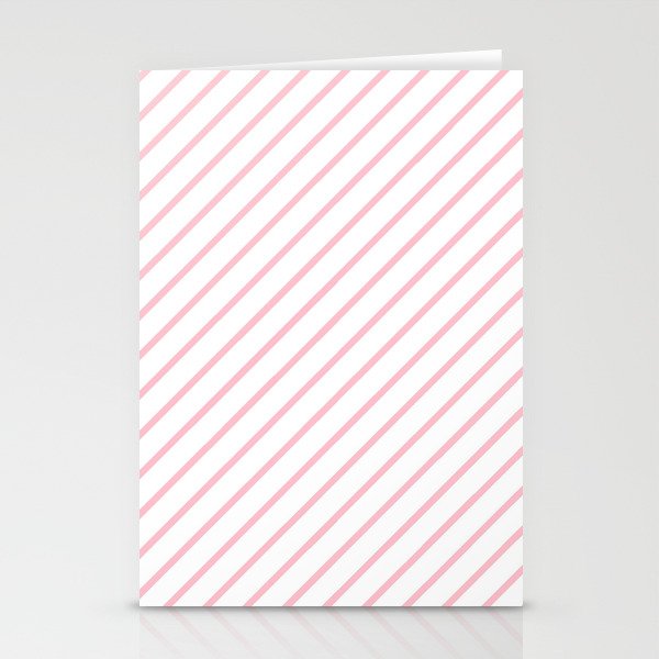 Diagonal Lines (Pink/White) Stationery Cards