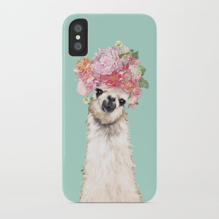 llama with flowers crown #3 iphone case
