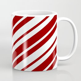 [ Thumbnail: Mint Cream & Dark Red Colored Striped Pattern Coffee Mug ]
