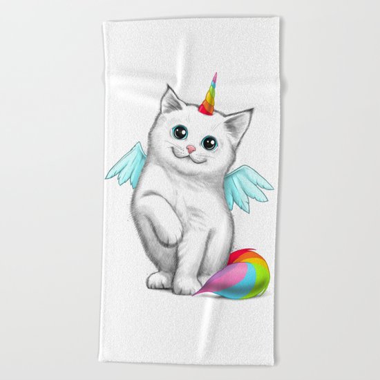 Cat unicorn Beach Towel