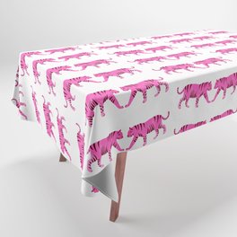 Tiger in the Neon Lights - Bright Pink Tablecloth