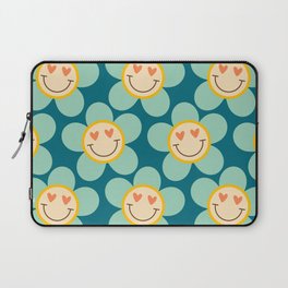 Smiley Pattern. Hippie 70s Smiling Faces. Retro Smile Cute Happy Colorful print for kids nursery Laptop Sleeve