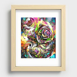 Stained Glass Rose Recessed Framed Print