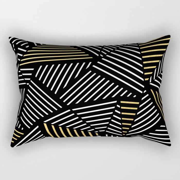 A Linear Black Gold Rectangular Pillow
